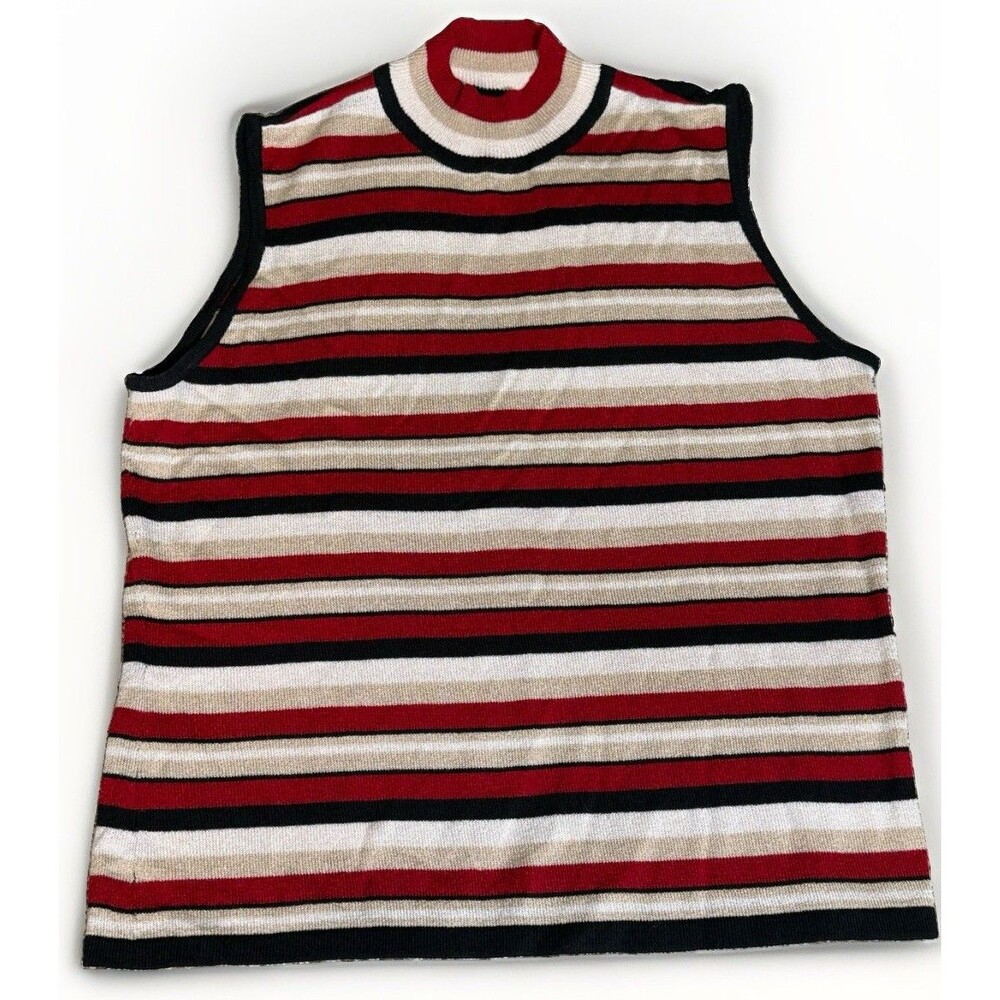 Emma James Liz Claiborne Sweater Vest Striped Womens XL Sleeveless